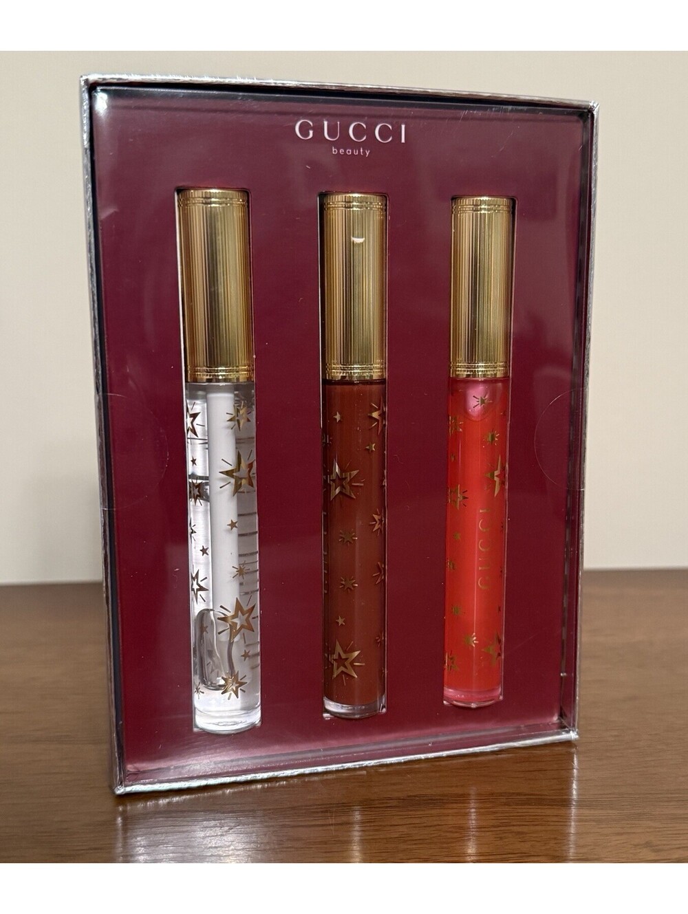 3 Gucci Plumping Lip Gloss Joslyn Clair, Suzanne Brown, Virginia Fuchsia, NIB